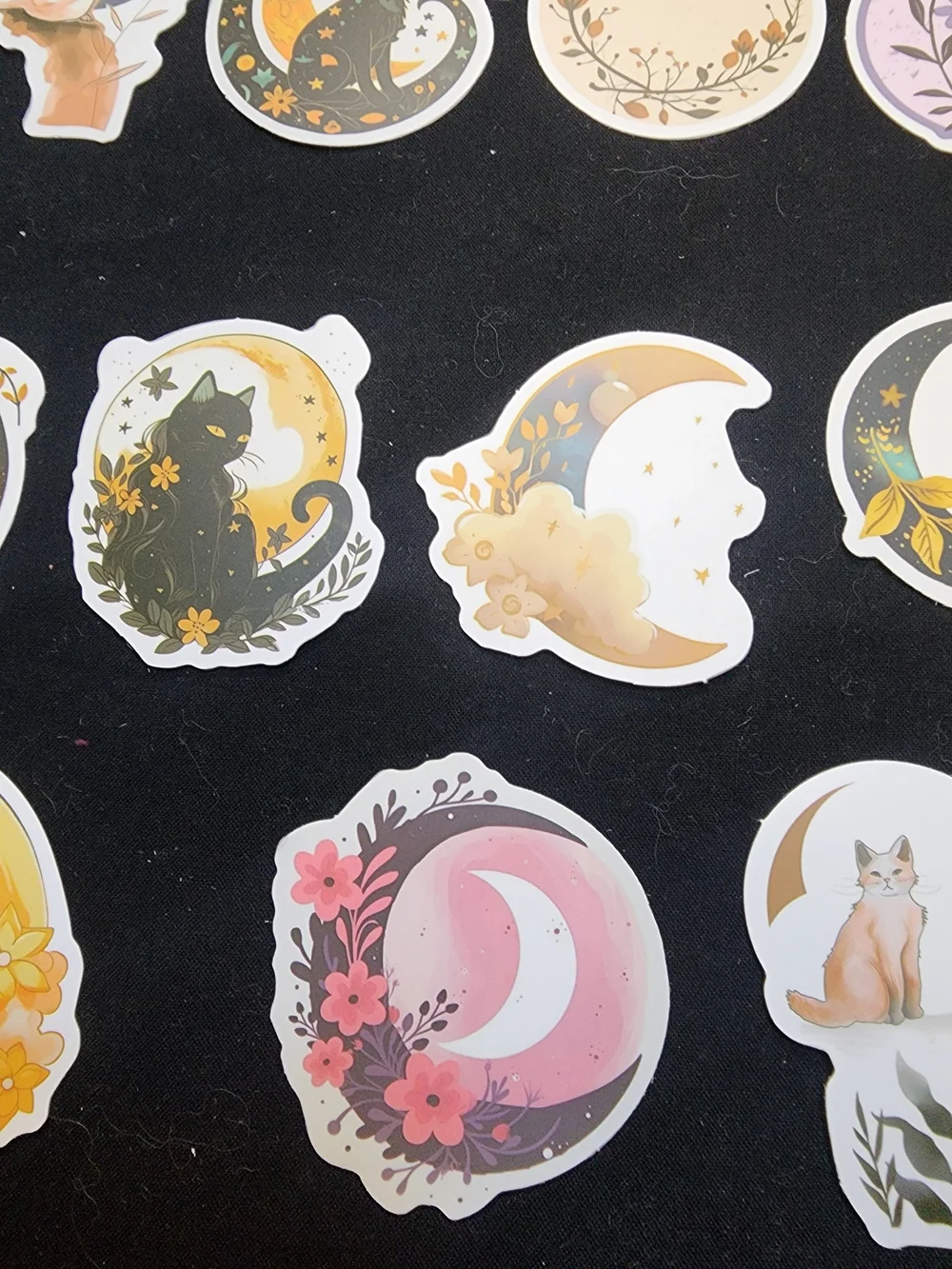 50 Celestial Cat & Moon Sticker Set